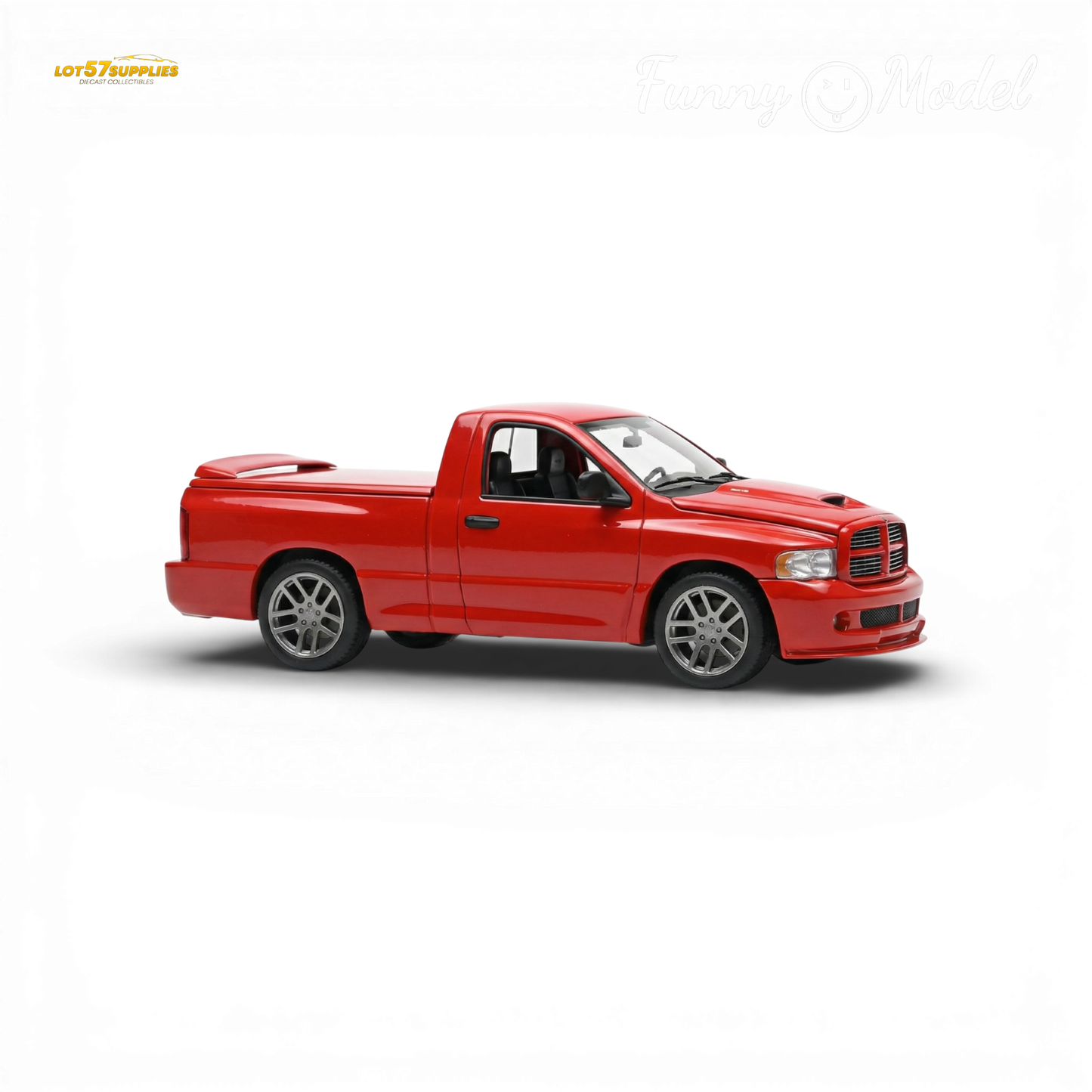 Red Dodge SRT-10 flame model car in 1:64 scale, featuring detailed design and vibrant flame graphics.