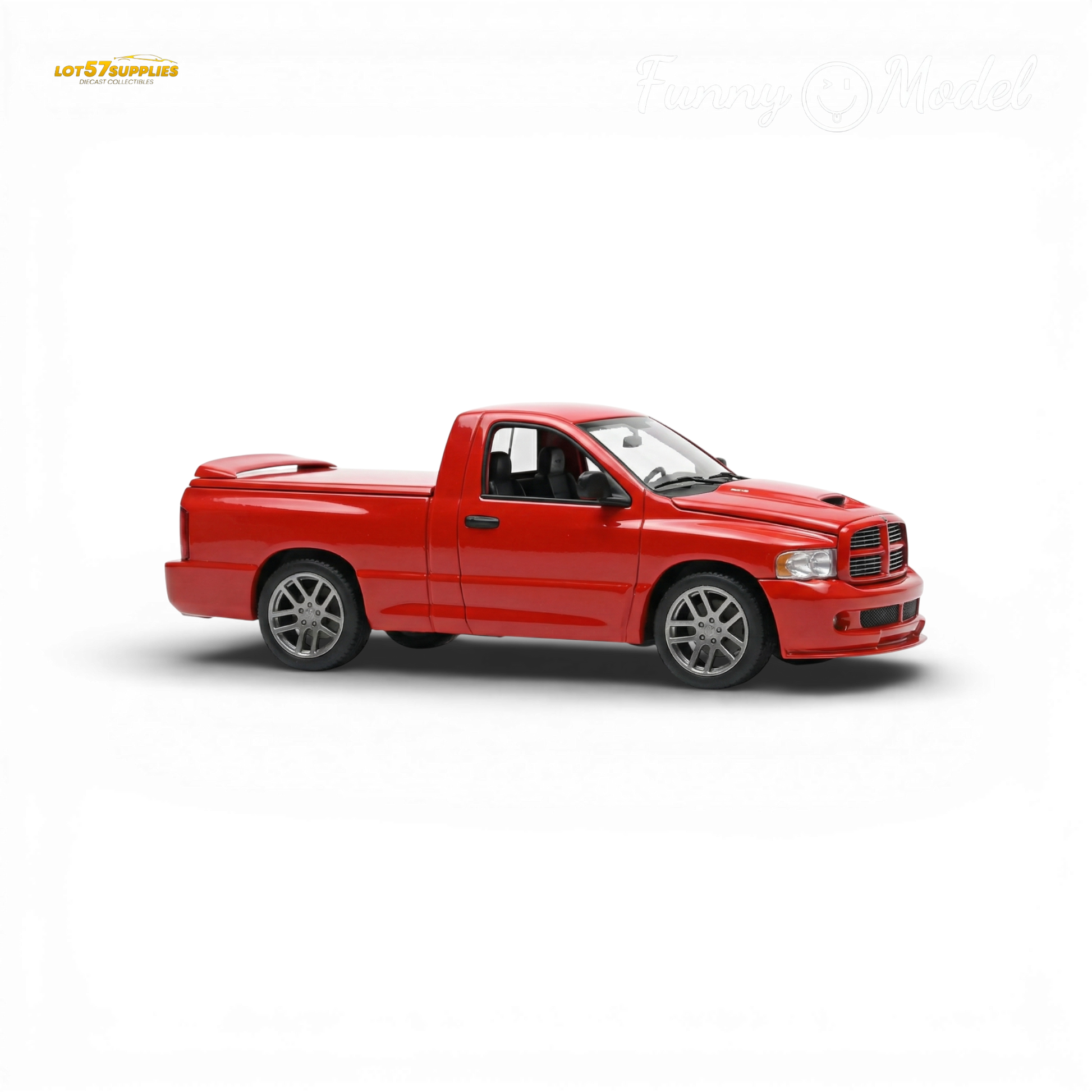 Red Dodge SRT-10 flame model car in 1:64 scale, featuring detailed design and vibrant flame graphics.