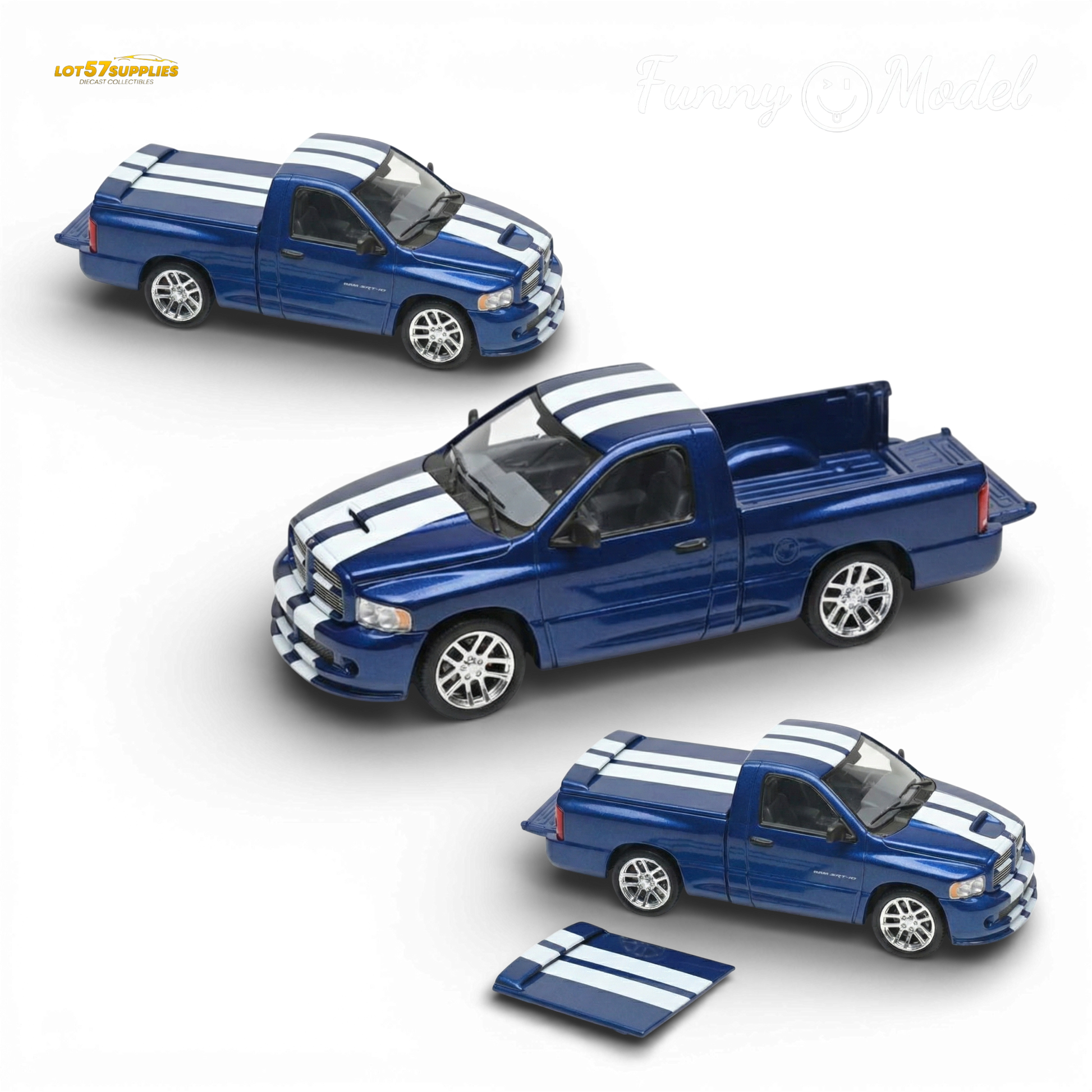 Blue Dodge RAM SRT-10 VCA Edition diecast model in 1:64 scale, detailed miniature from Lot57Supplies Diecast Shop.