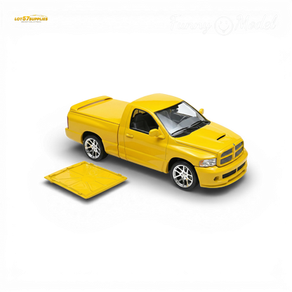 Yellow Dodge RAM SRT-10 diecast model in 1:64 scale from Lot57Supplies, featuring detailed design and vibrant yellow finish.