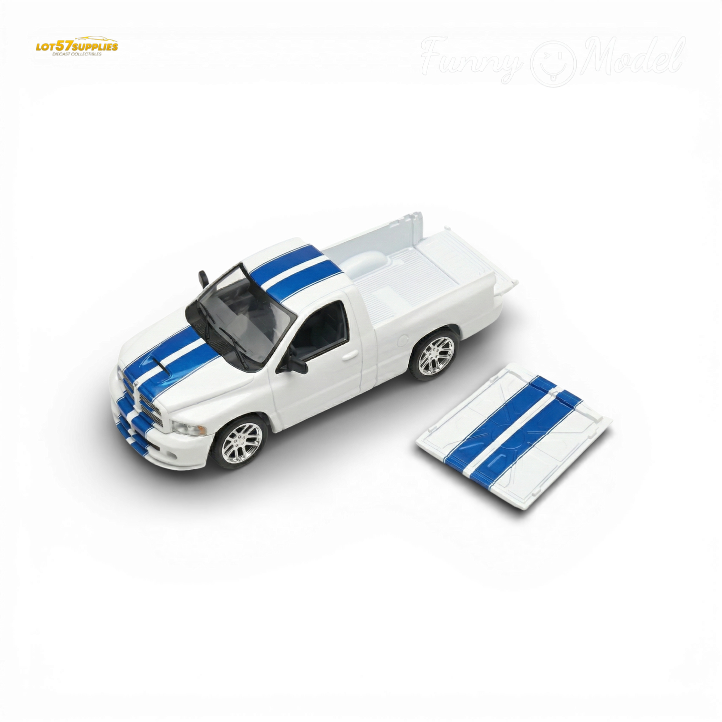 Pre-order Funny Model Dodge RAM SRT-10 diecast car in 1:64 scale from Lot57Supplies Diecast Shop, detailed replica with realistic features.