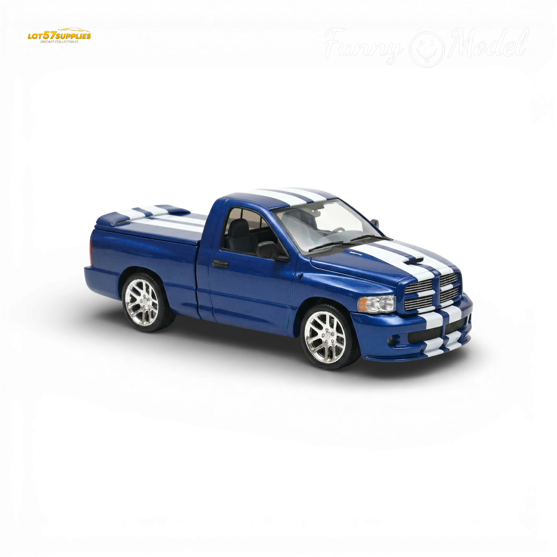 Blue 1:64 scale Dodge RAM SRT-10 VCA Edition diecast model by Lot57Supplies with detailed design and vibrant finish.