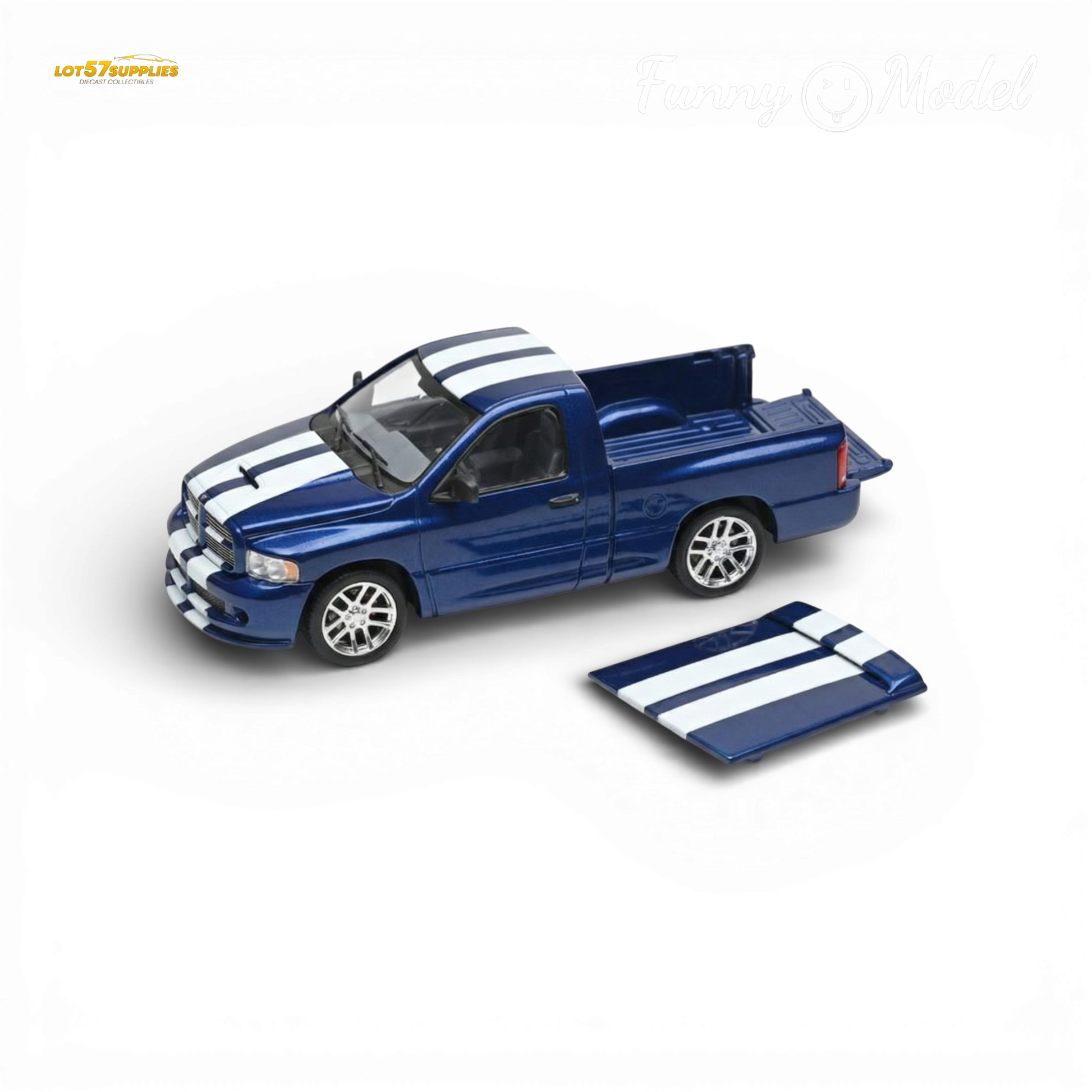 Blue 1:64 scale Dodge RAM SRT-10 VCA Edition diecast model by Lot57Supplies featuring detailed design and vibrant color.