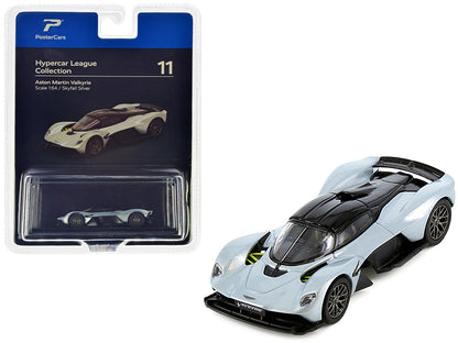 Aston Martin Valkyrie Skyfall Silver Metallic with Black Top "Hypercar League Collection" 1/64 Diecast Model Car by PosterCars