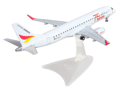 Embraer E190 Commercial Aircraft "German Airways - Herpa 75 Years" (D-ACJJ) White with Graphics 1/200 Diecast Model by Herpa