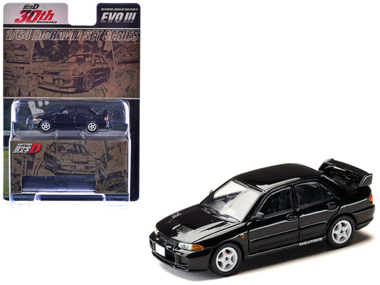 Mitsubishi Lancer RS Evolution III RHD (Right Hand Drive) Black "Initial D" (1995-2013) Manga "Diorama Set Series" 1/64 Diecast Model car by Hobby Japan