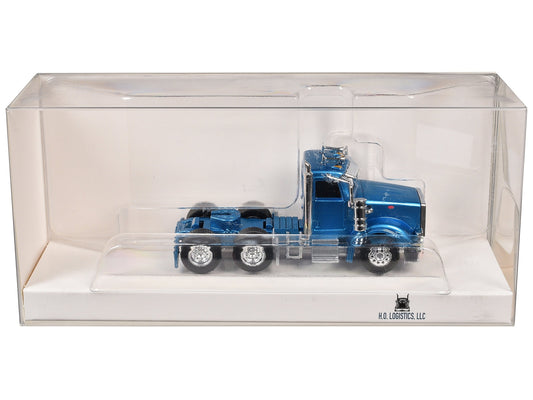 Peterbilt 367 Day Cab Blue Metallic 1/87 (HO) Scale Plastic Model Car by HO Logistics