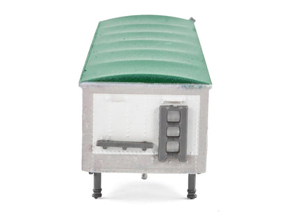 Covered Grain Trailer White with Green Tarp 1/87 (HO) Plastic Model Car by HO Logistics