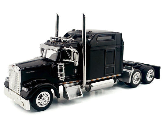 Kenworth W900L Truck Tractor with Sleeper Cab Black 1/87 (HO) Scale Plastic Model Car by HO Logistics