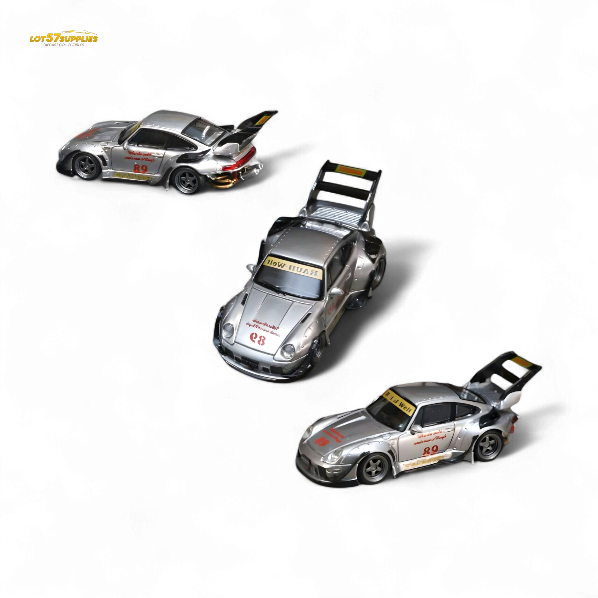 Street Weapon Porsche RWB 993 Double Exhaust Heavenly Livery Higher Tail 1:64 - Evergreen Kings