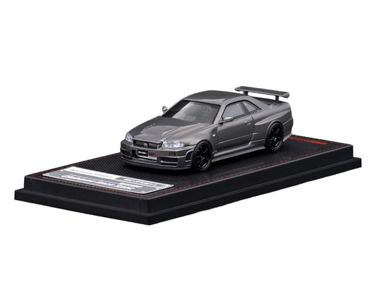 Nissan Skyline GT-R (BNR34) Nismo CRS RHD (Right Hand Drive) Gray Metallic 1/64 Diecast Model Car by Ignition Model