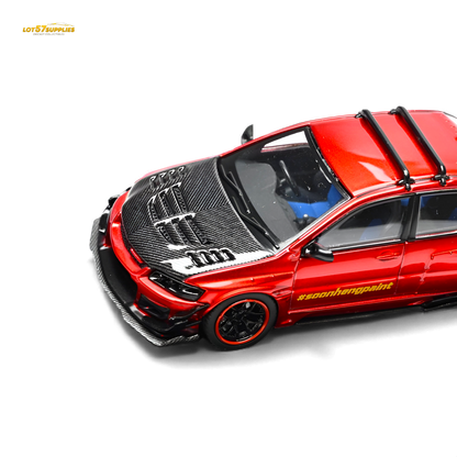 Pre-order Mitsubishi Lancer Evo IX diecast model in metallic red, 1:64 scale by Lot57Supplies Diecast Shop.