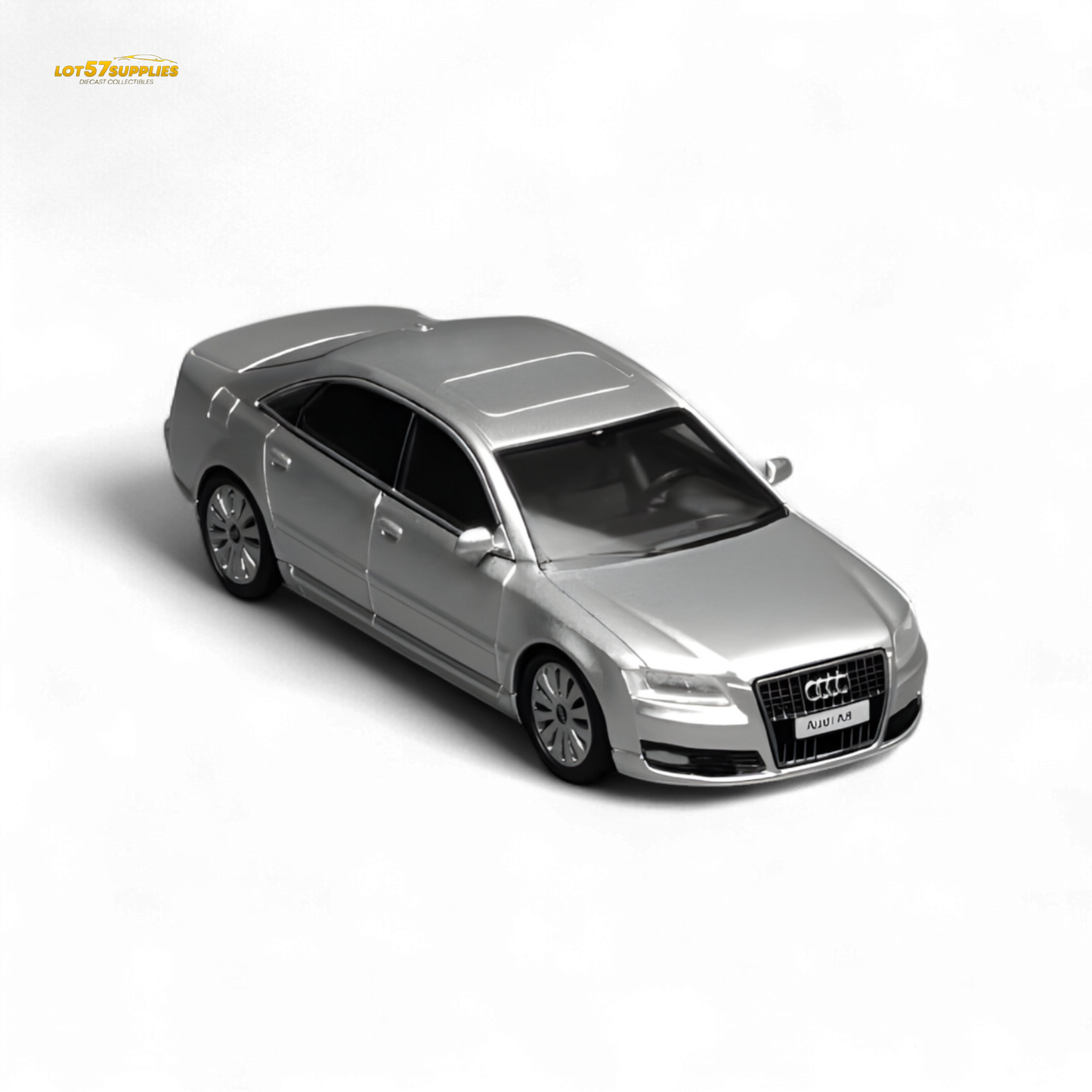 Miniature Audi A8 D3 Facelift diecast model by Lot57Supplies, detailed 1:64 scale car for collectors and enthusiasts.