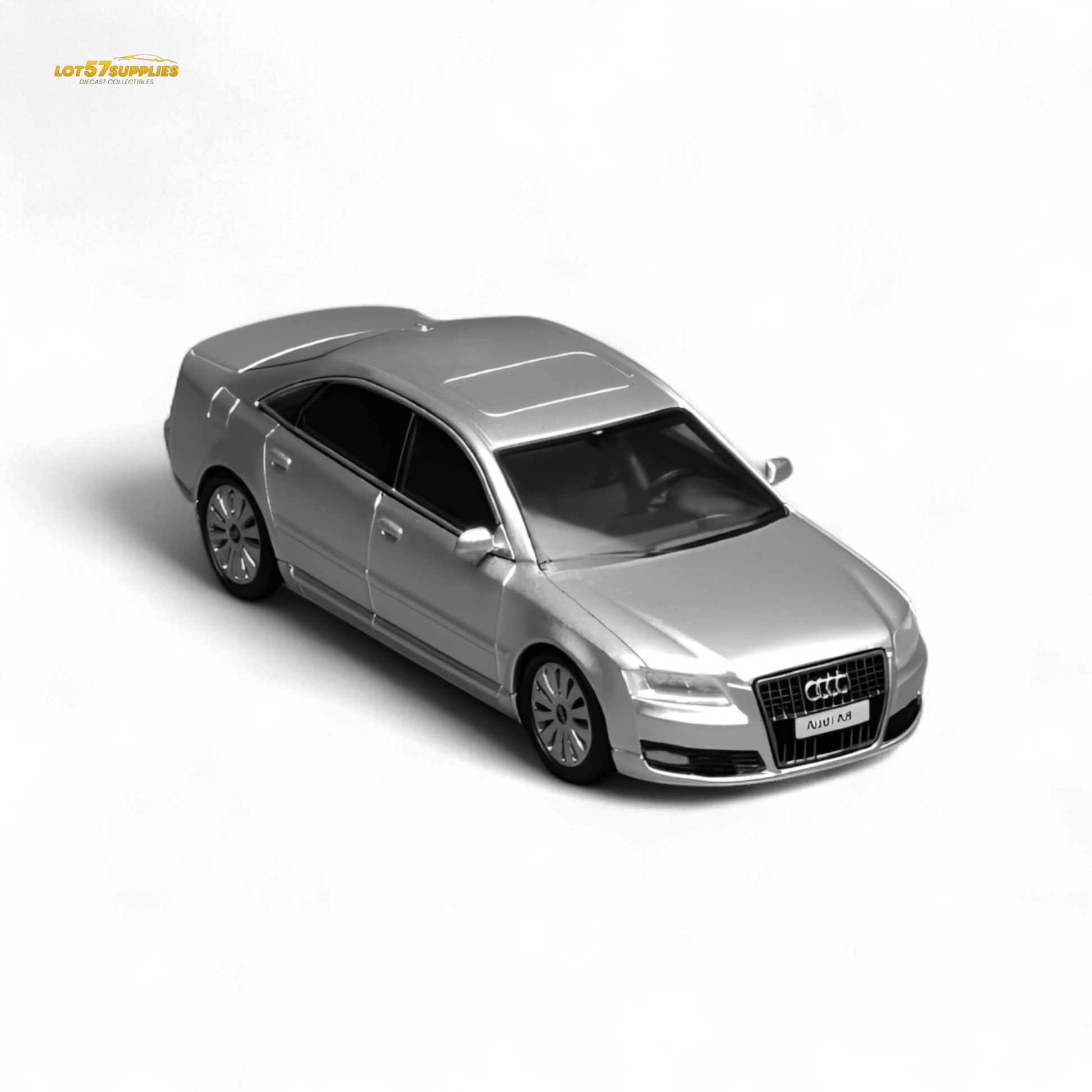Miniature Audi A8 D3 Facelift diecast model by Lot57Supplies, detailed 1:64 scale car for collectors and enthusiasts.