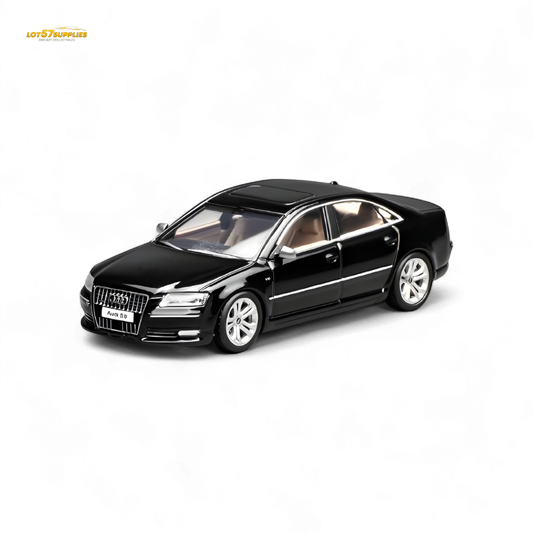 Diecast Audi S8 D3 in Brilliant Black, 1:64 scale model by Lot57Supplies Diecast Shop, showing detailed exterior of the car.
