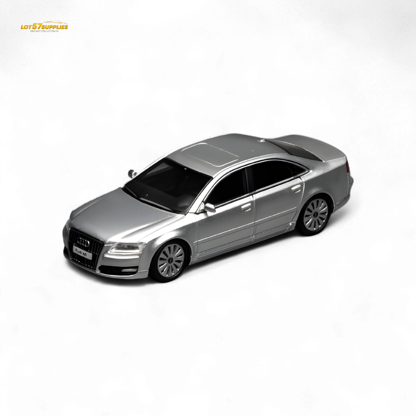 Pre-order 1:64 scale Motorhelix Audi A8 D3 Facelift diecast model by Lot57Supplies Diecast Shop, detailed view of the miniature car