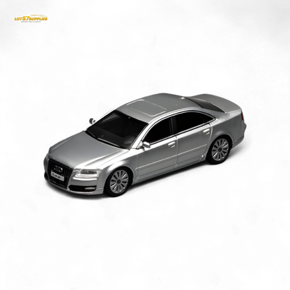 Pre-order 1:64 scale Motorhelix Audi A8 D3 Facelift diecast model by Lot57Supplies Diecast Shop, detailed view of the miniature car
