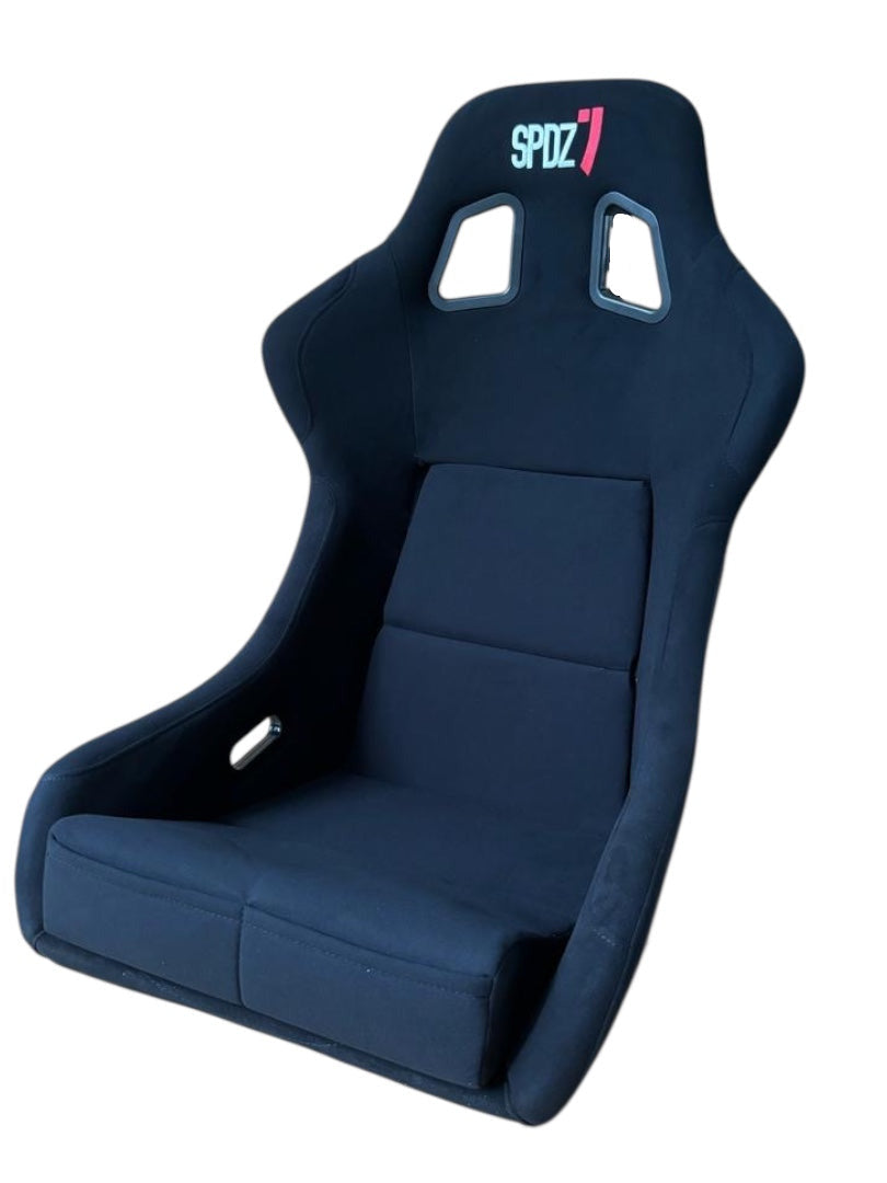 Speedzone Performance LLC SPDZ1 XL Legend Series color shift bucket seat with racing-style design and vibrant fabric detailing.