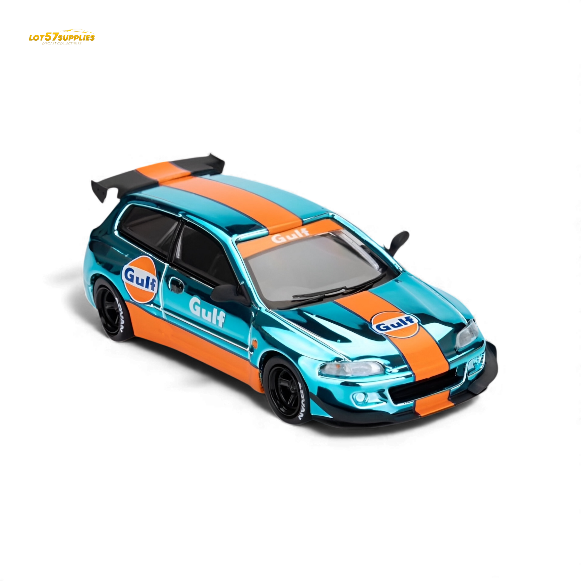 Pre-order Honda ET Model Pandem Civic EG6 Rocket Bunny diecast car in Gulf livery, 1:64 scale, by Lot57Supplies Diecast Shop.