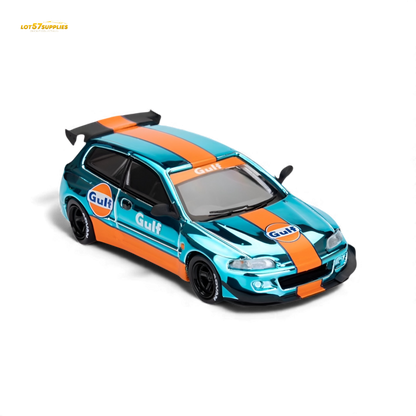 Pre-order Honda ET Model Pandem Civic EG6 Rocket Bunny diecast car in Gulf livery, 1:64 scale, by Lot57Supplies Diecast Shop.