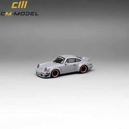 Porsche 964 Widebody diecast model in Nero Gray, 1:64 scale, detailed miniature car from Lot57Supplies Diecast Shop.
