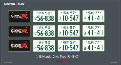 Silver 1:18 scale Honda Civic Type-R EK9 diecast model by Lot57Supplies with detailed exterior features.