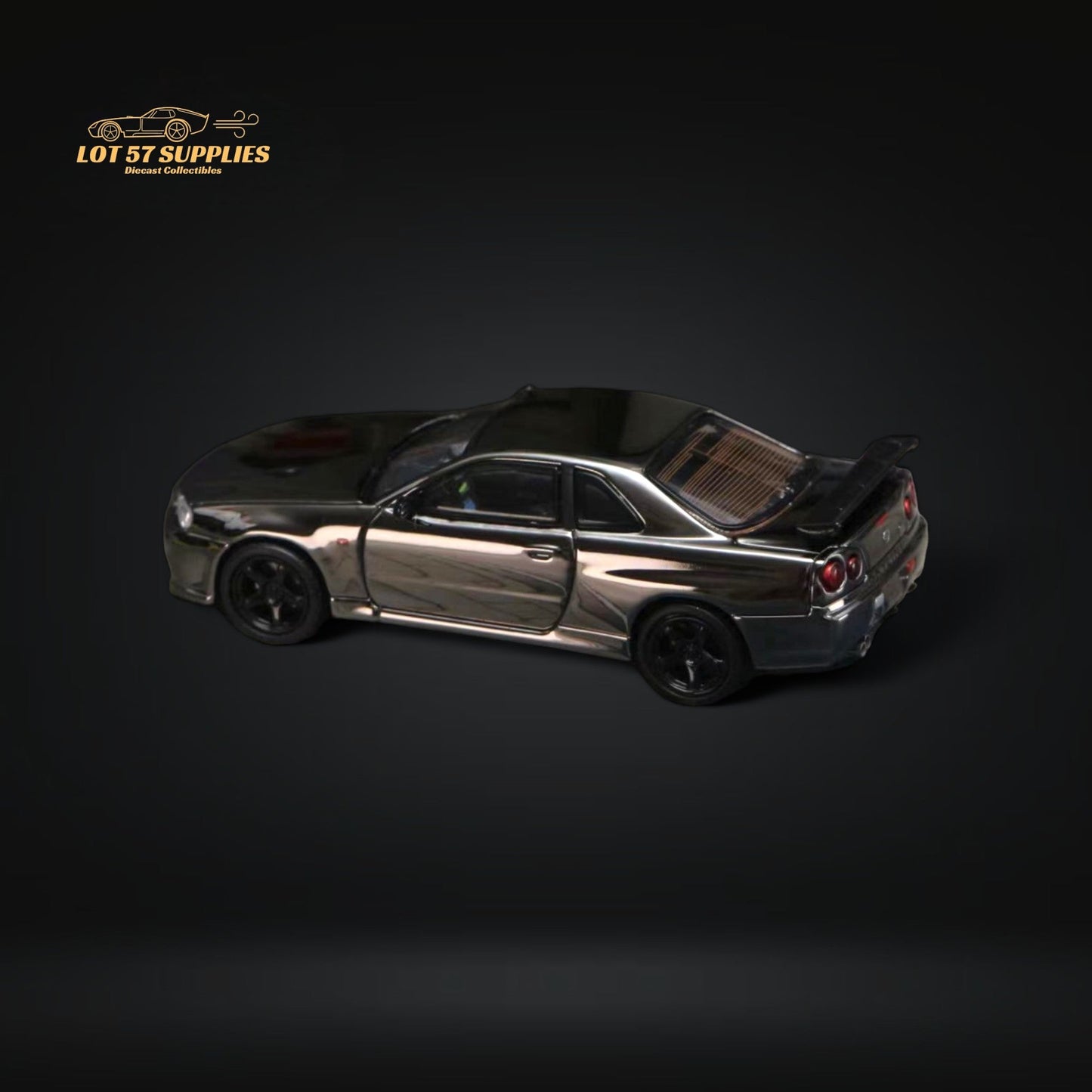 Street Weapon Skyline GT-R R34 V-SPEC-II Chrome 1:64 - Evergreen Kings
