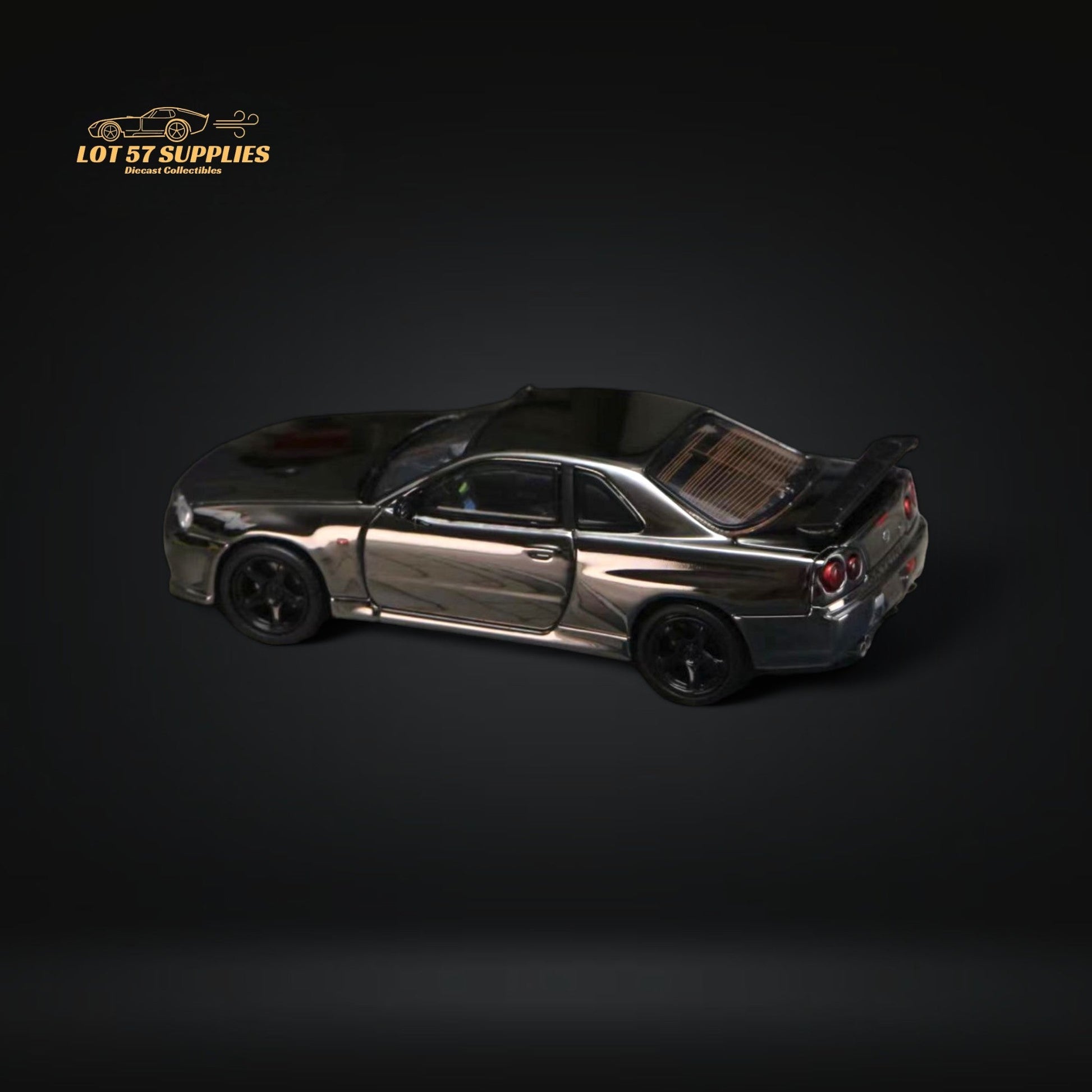 Street Weapon Skyline GT-R R34 V-SPEC-II Chrome 1:64 - Evergreen Kings