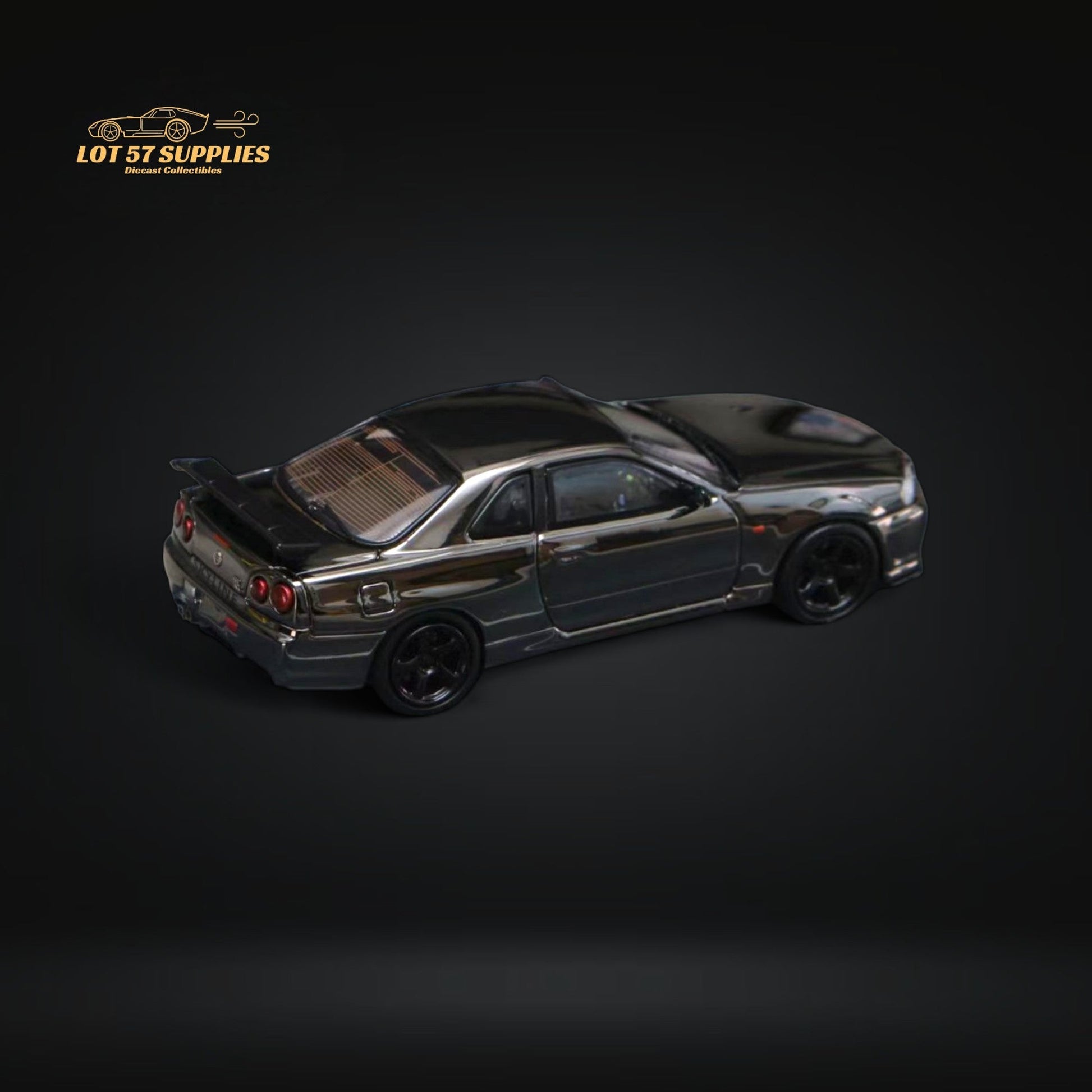 Street Weapon Skyline GT-R R34 V-SPEC-II Chrome 1:64 - Evergreen Kings
