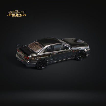 Street Weapon Skyline GT-R R34 V-SPEC-II Chrome 1:64 - Evergreen Kings