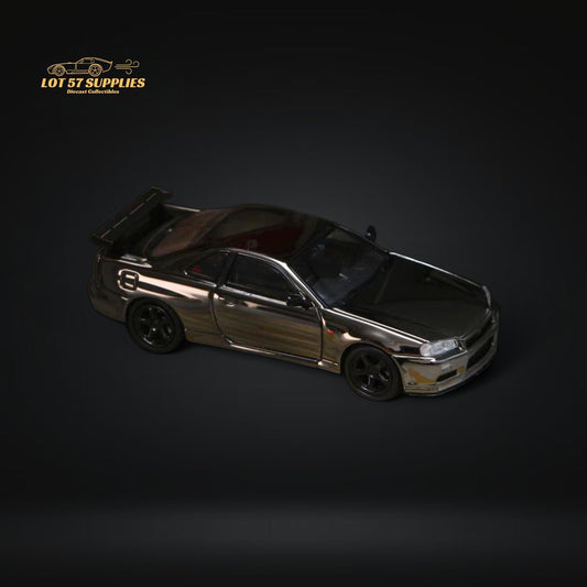 Street Weapon Skyline GT-R R34 V-SPEC-II Chrome 1:64 - Evergreen Kings