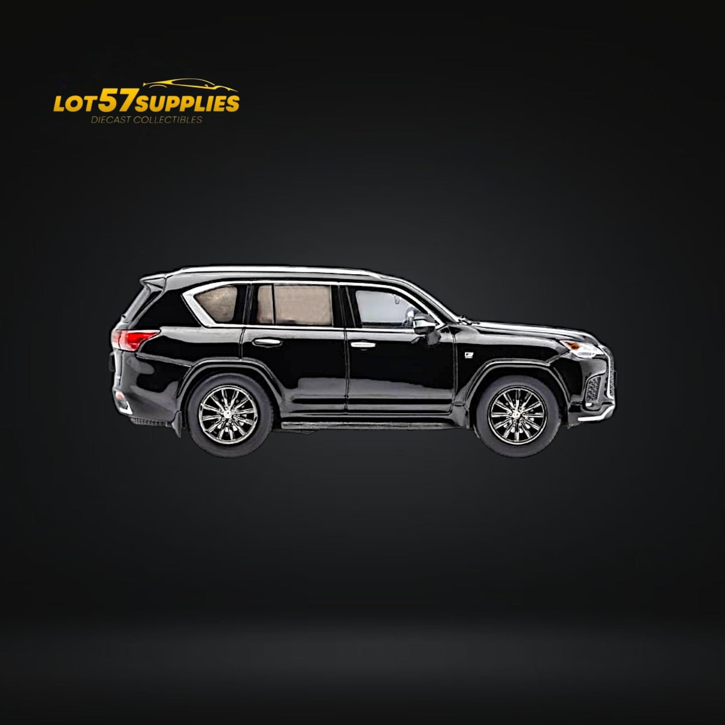Black 1:64 scale GCD Lexus LX600 Sport diecast model by Lot57Supplies Diecast Shop, detailed miniature vehicle image.