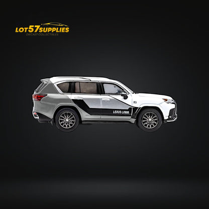 White and gray Lexus LX600 Sport diecast model in 1:64 scale by Lot57Supplies Diecast Shop, detailed miniature collectible.