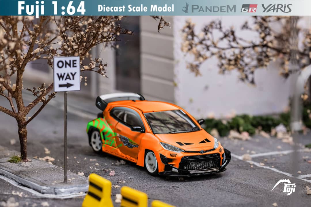 Diecast 1:64 Toyota Yaris GR in Fast & Furious livery, detailed model car by Lot57Supplies Diecast Shop.