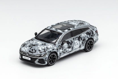 Gray Volkswagen Arteon R diecast car in urban camouflage, 1:64 scale, detailed model by Lot57Supplies Diecast Shop