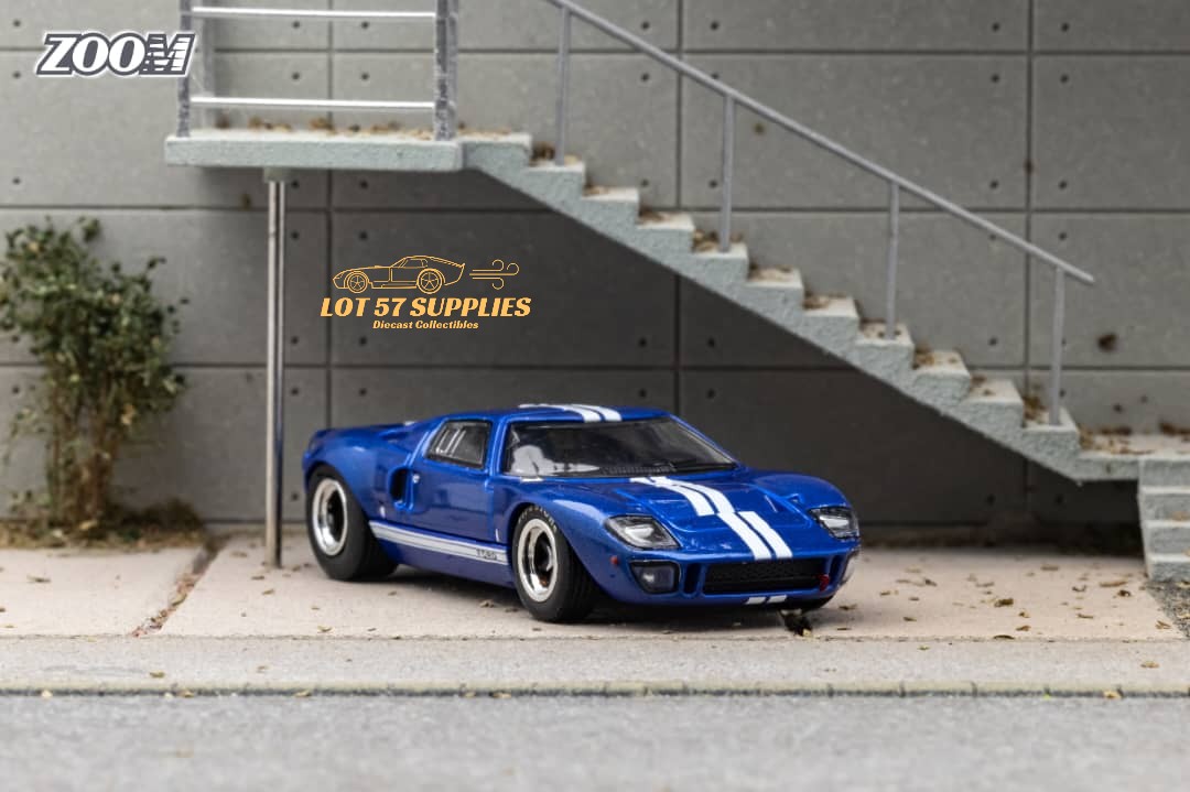 Blue Ford GT40 MK1 diecast car in 1:64 scale, featuring #2 racing livery, by Lot57Supplies Diecast Shop.