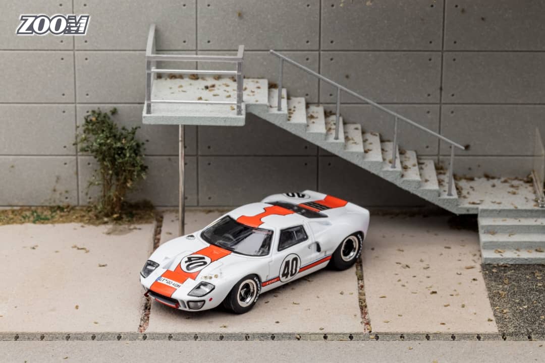 Diecast Ford GT40 MK1 in Gulf livery, 1:64 scale, detailed model from Lot57Supplies Diecast Shop.
