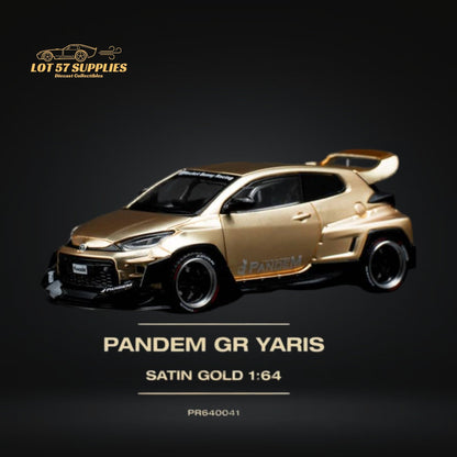 Satin gold Toyota Yaris GR diecast model car in 1:64 scale by Lot57Supplies Diecast Shop, detailed and realistic.