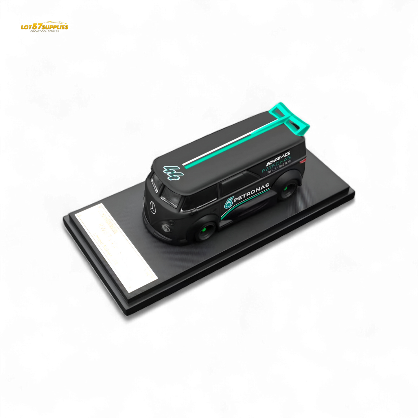 Mini Dream Volkswagen T1 RWB Van #44 diecast model in Petronas livery, detailed 1:64 scale toy vehicle.