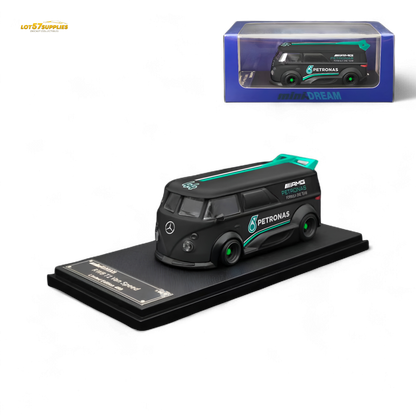 Mini Dream Volkswagen T1 RWB Van #44 diecast model with Petronas livery, 1:64 scale, detailed miniature collectible vehicle.