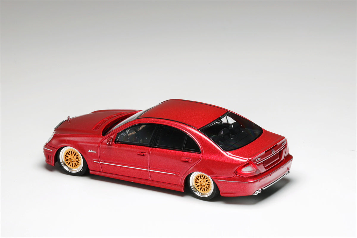 Red Mercedes-Benz E63 AMG W211 diecast model car, lowered scale model by Lot57Supplies Diecast Shop, under 125 characters.