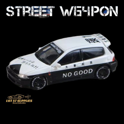Diecast Honda Civic EG6 police car model in police livery, 1:64 scale, from Lot57Supplies Diecast Shop.