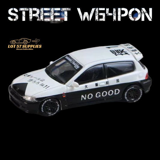 Diecast Honda Civic EG6 police livery model in 1:64 scale by Lot57Supplies, detailed street weapon design.