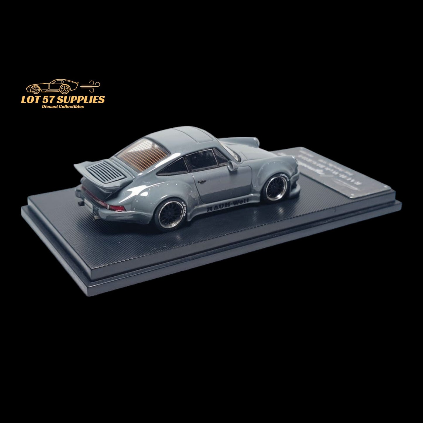 Red Porsche RWB 930 diecast model with ducktail spoiler, 1:64 scale, detailed craftsmanship from Lot57Supplies Diecast Shop.