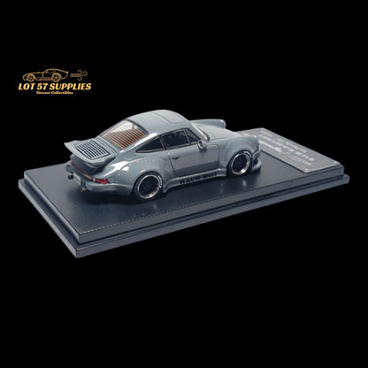 Red Porsche RWB 930 diecast model with ducktail spoiler, 1:64 scale, detailed craftsmanship from Lot57Supplies Diecast Shop.