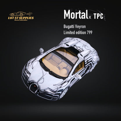 Miniature white ceramic Bugatti Veyron diecast model by Mortal Bugatti Veyron, detailed 1:64 scale collectible car.