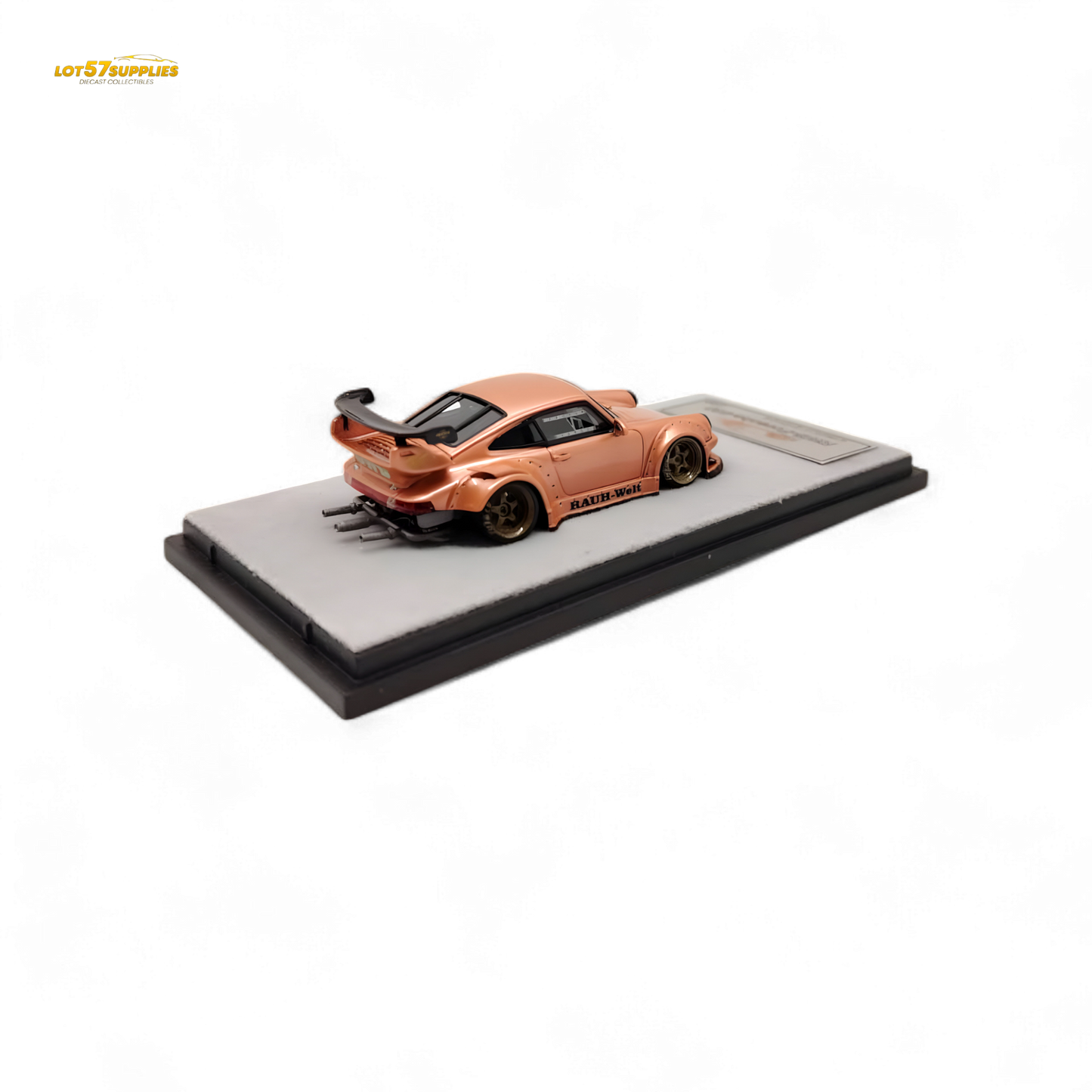 Champagne gold Porsche RWB 930 diecast model in 1:64 scale by Lot57Supplies Diecast Shop, detailed and collectible.