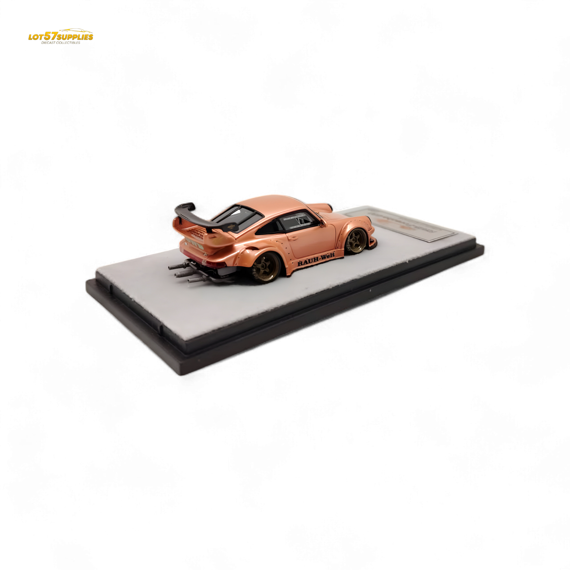 Champagne gold Porsche RWB 930 diecast model in 1:64 scale by Lot57Supplies Diecast Shop, detailed and collectible.