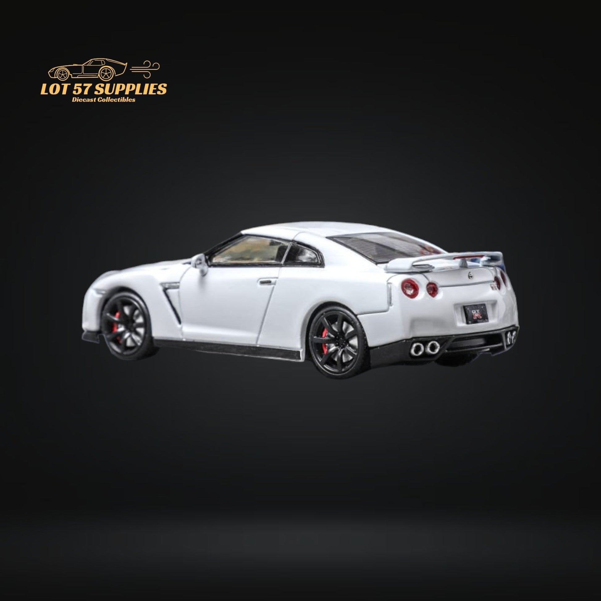 White Focal Horizon Nissan Skyline GT-R R35 diecast model in 1:64 scale, detailed miniature car, displayed on a plain background.