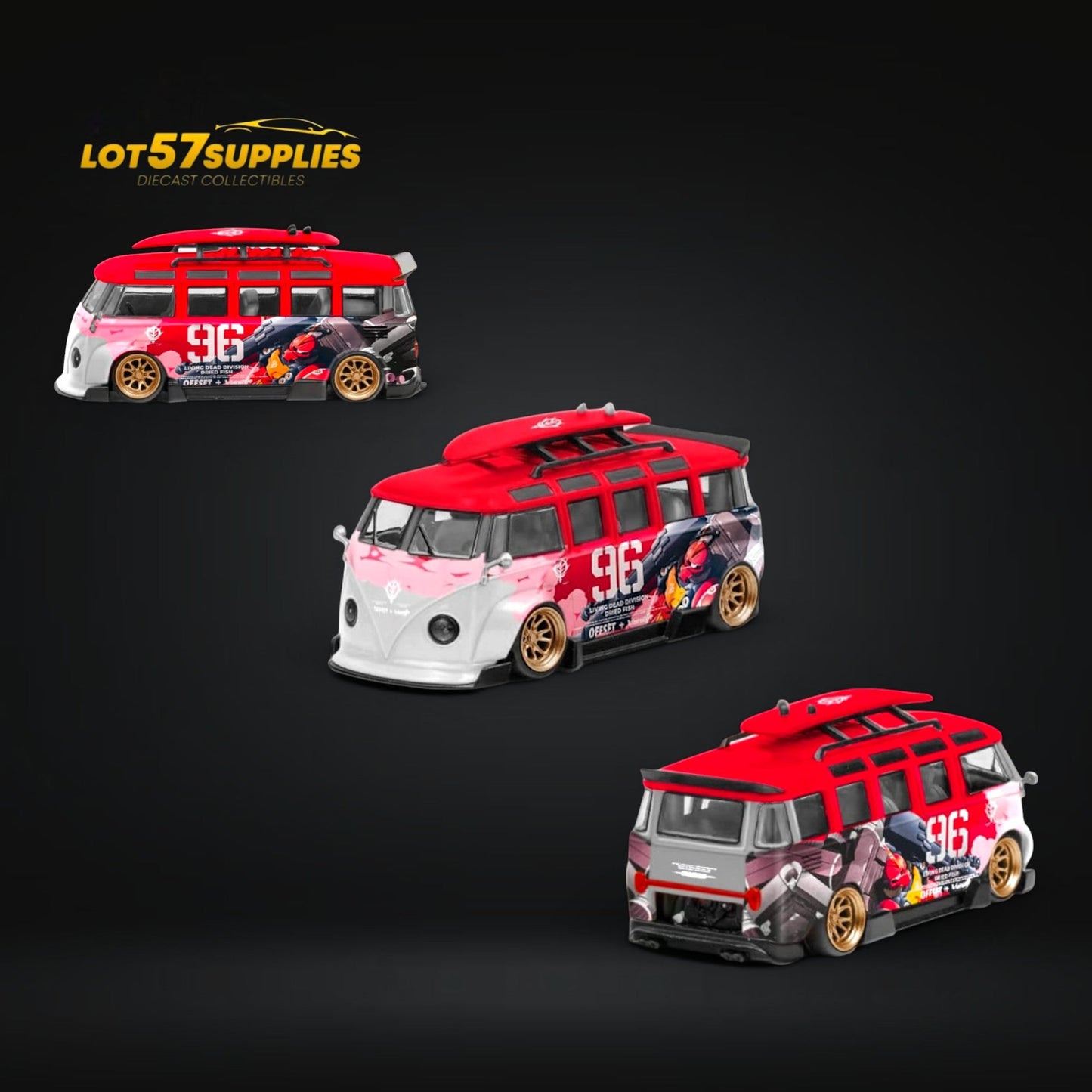 LF Model Volkswagen T1 Kombi WideBody Akiba #96 Livery 1:64 - Evergreen Kings